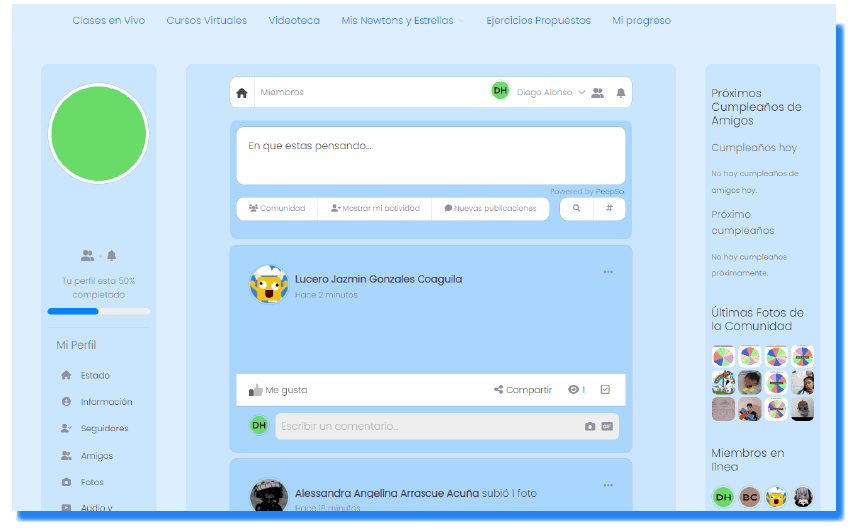 Vista de la comunidad Matemath - Plataforma social educativa